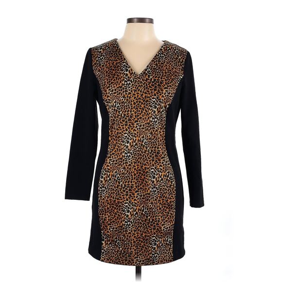 MICHAEL Michael Kors Size 10 Formal Dress Womens Leopard Cheetah Long Sleeve - Picture 1 of 3